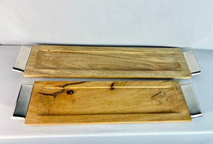 Charolas madera con metal set x2