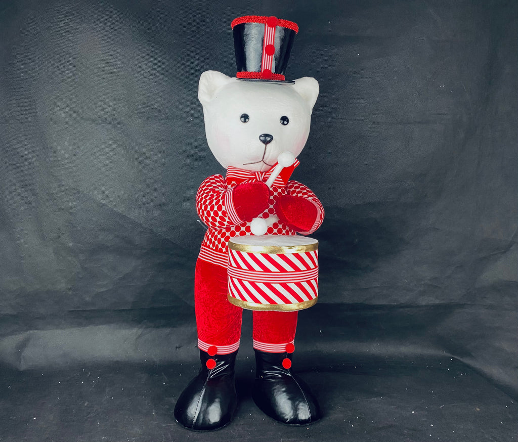 NAVIDAD SET DE OSO PARADO C/TAMBOR Y TROMPETA