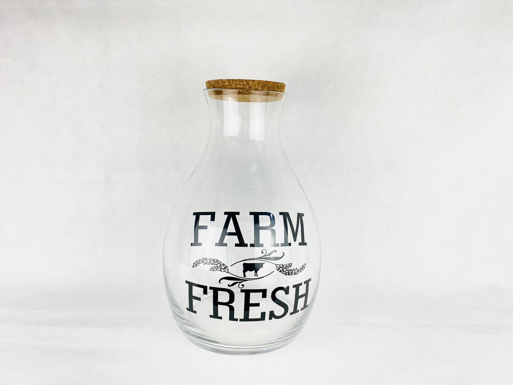 Frasco transparente con vaca