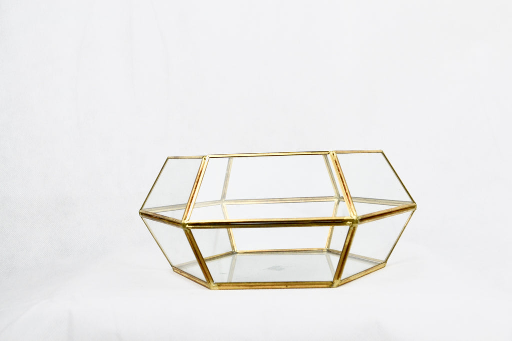 Terrario hexagonal filo dorado