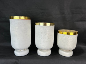 Set x 3 candelabros bancos con dorado