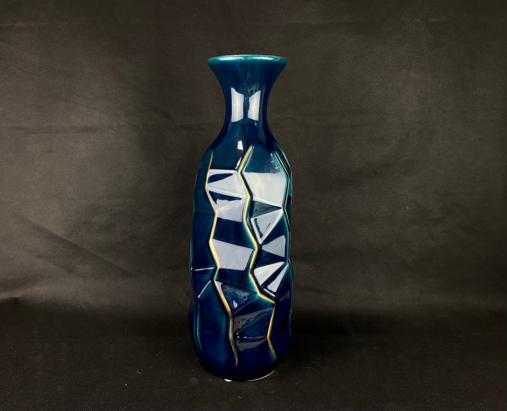 Florero azul cerámica