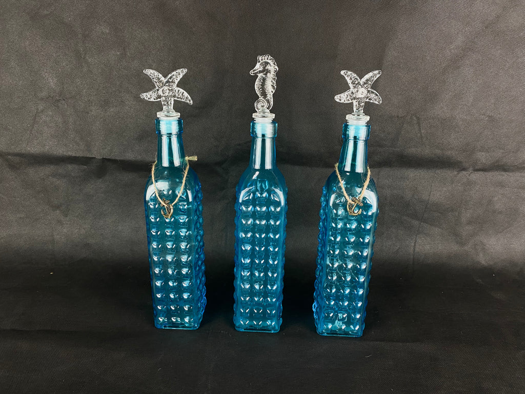 Set botellas con decoración de mar