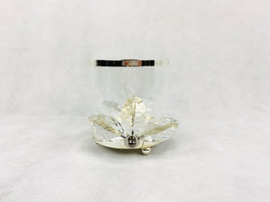 Candelabro ch. plata con flor de cristal