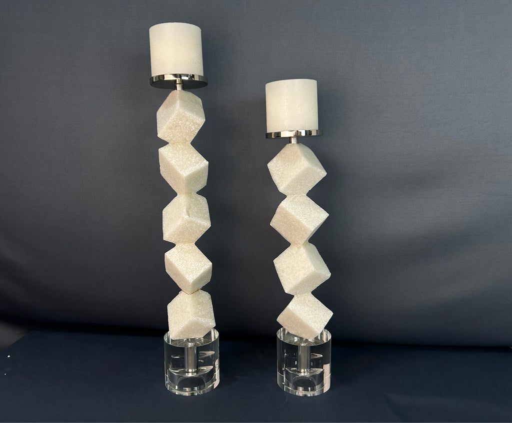 SET CANDELABRO ABSTRACTO DE MARMOL