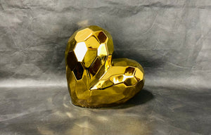 Corazón gde de cerámica oro